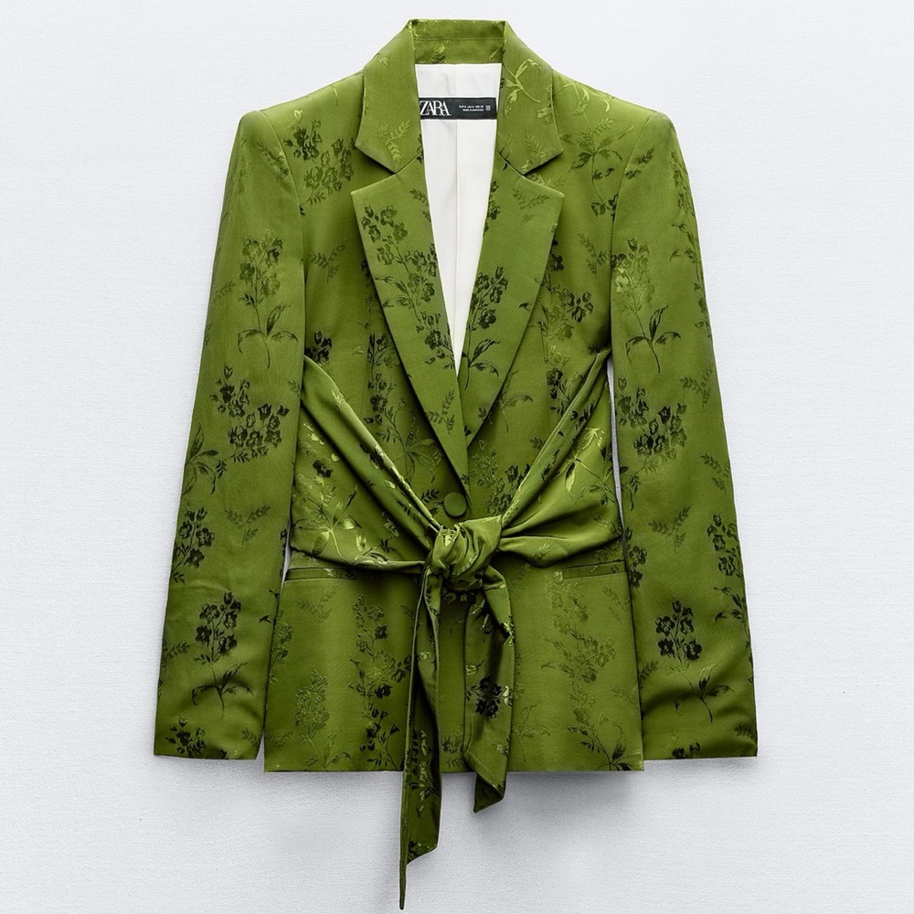 Brand New Zara Green Jacquard Blazer